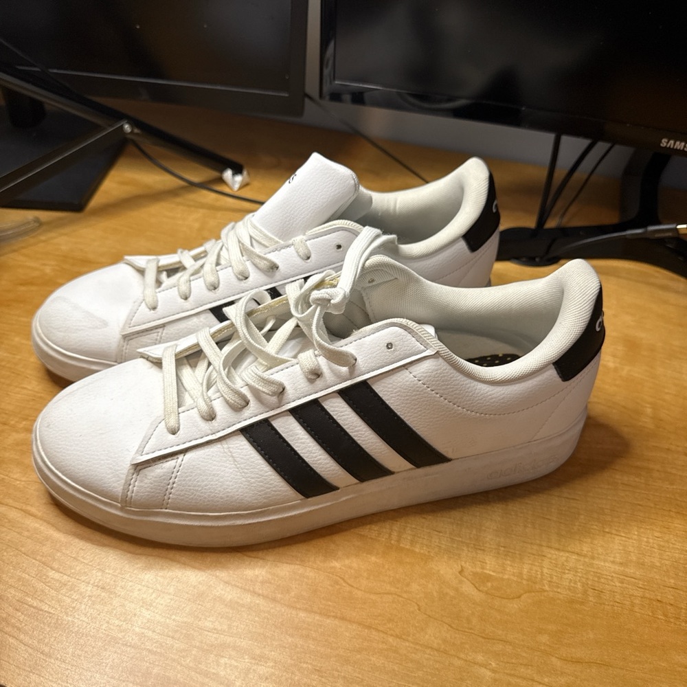 Adidas Classic White Sneakers with Black Stripes